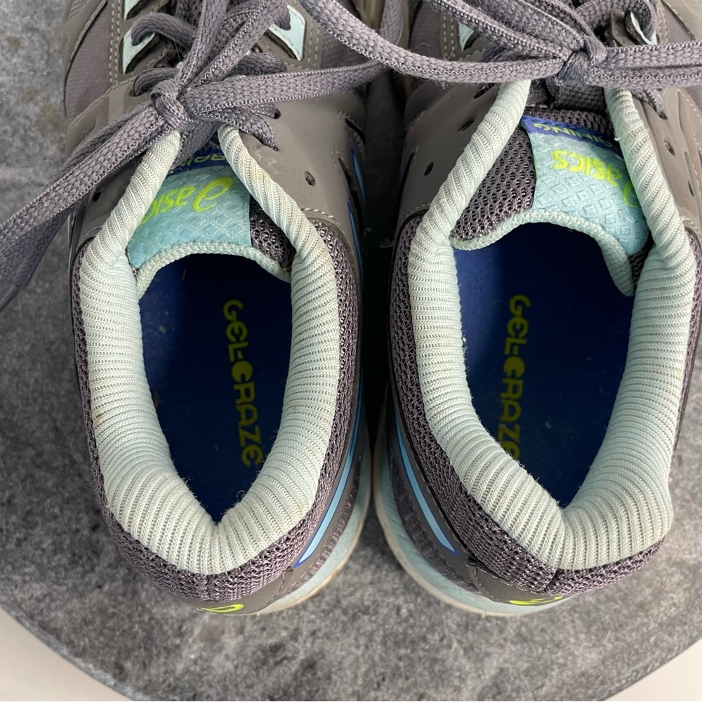 💛 ASICS Grey And Blue Training Tennis Shoes S653Y 7.5 - Picture 8 of 10